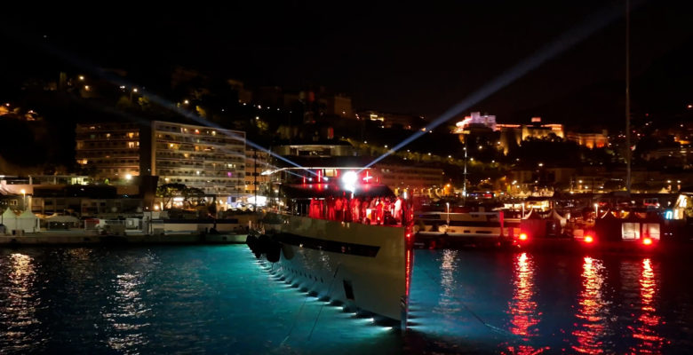 the Feadship yacht Savannah with DJ on foredeck