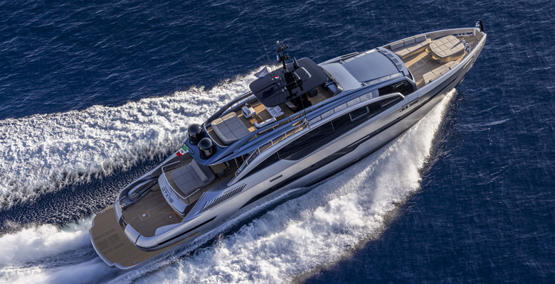 the Pershing GTX116 yacht Caffeine underway