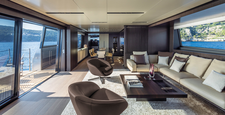 the Pershing GTX116 yacht Caffeine saloon