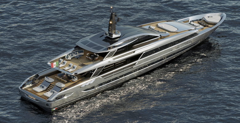 the Baglietto Fast50 yacht has three decks