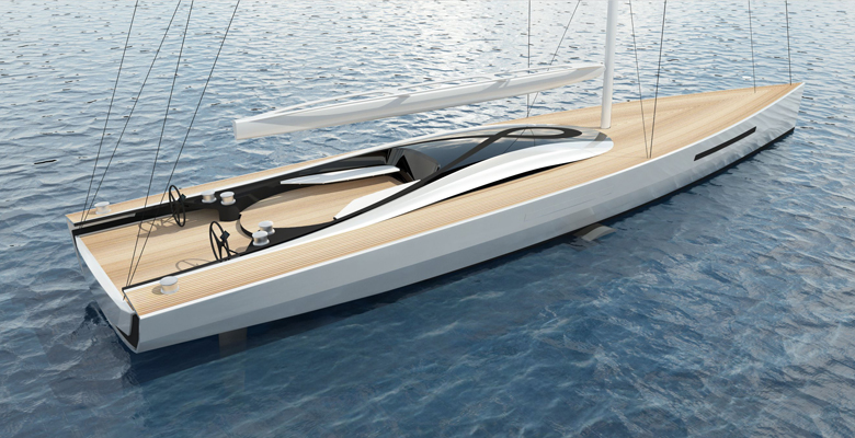 the plumb bow version of the Infiniti 105 yacht