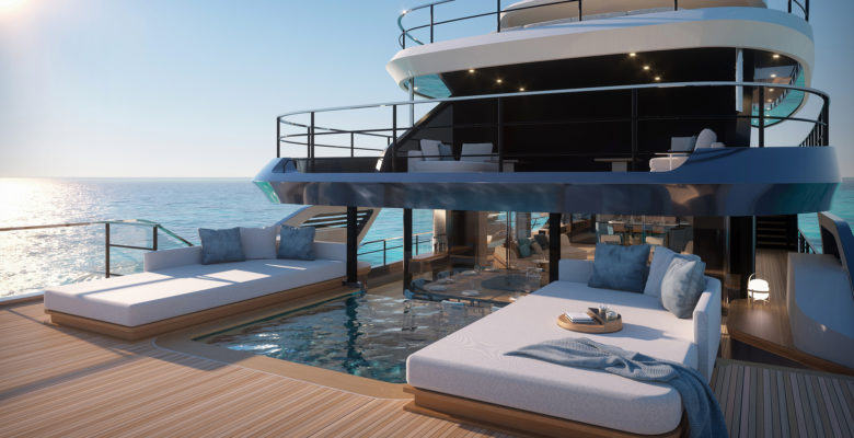 glass pool aboard the Azimut Grande 44M yacht