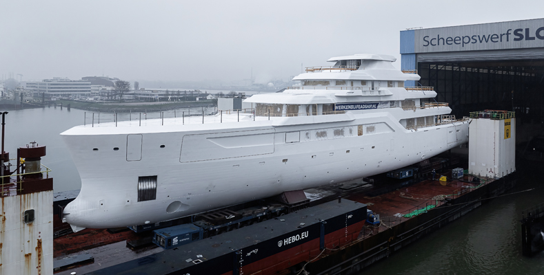 Feadship yacht Project 715 heads for outfitting