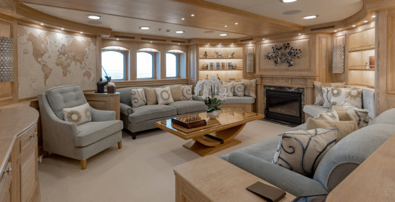 a lounge aboard the charter yacht Nero