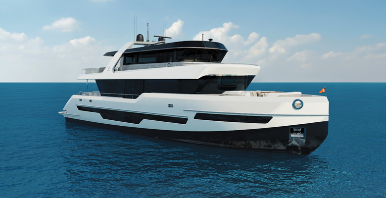 the CLX99 yacht in profile