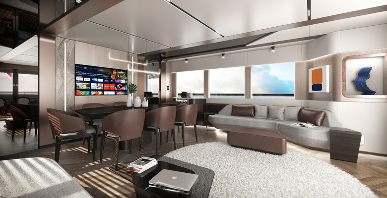 the Kando85 yacht interior suggestion