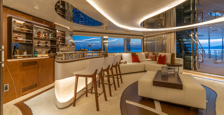 a bar aboard the yacht Eternal Spark