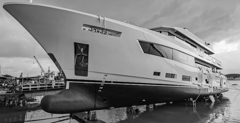 Cheoy Lee 130 Explorer yacht sliding into the water