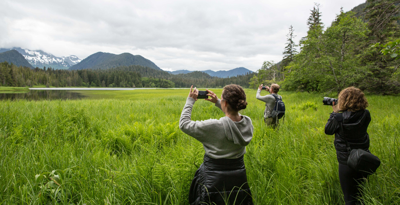 go temperate rainforest hiking while superyacht chartering in Alaska