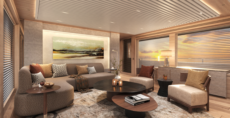 the yacht Samba has earthy tones