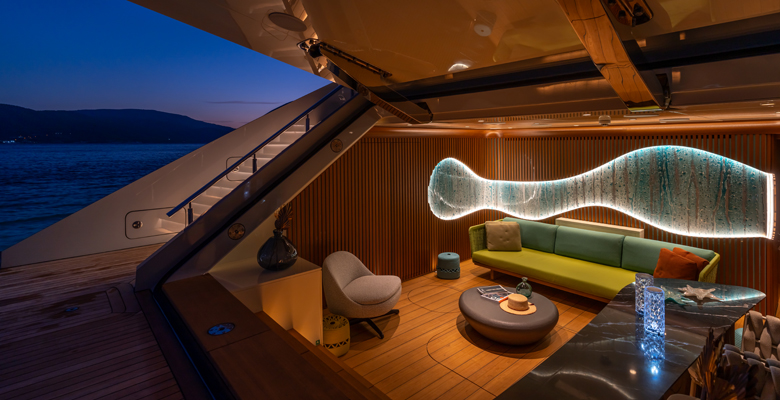the yacht Kaşif has interiors by Hot Lab