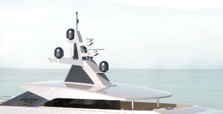 typical Mulder Design mast as seen on the White Coral yacht concept