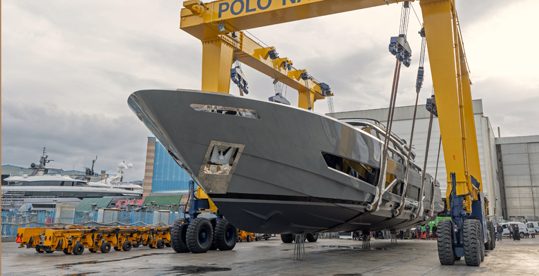 launching the AB 130 yacht
