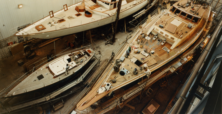 the yacht Jagare in build at Abeking & Rasmussen