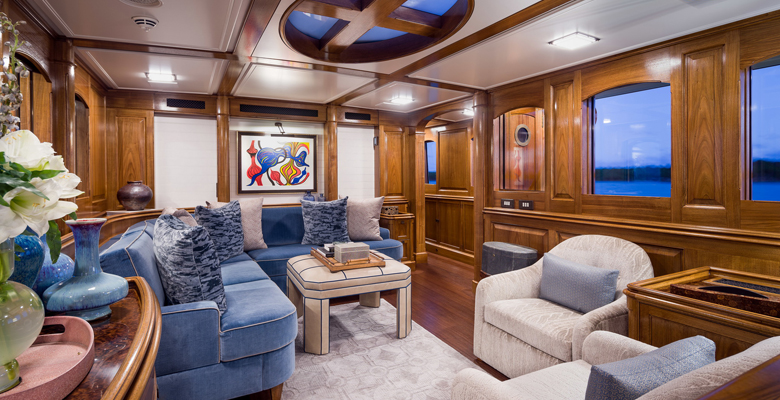 the yacht Atlantide media room