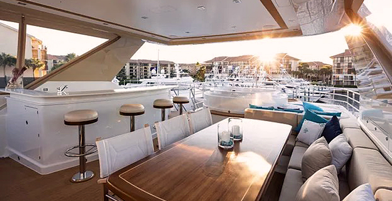 the flying bridge on the yacht Northland