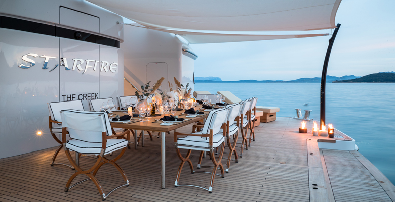 yacht Starfire refit dining