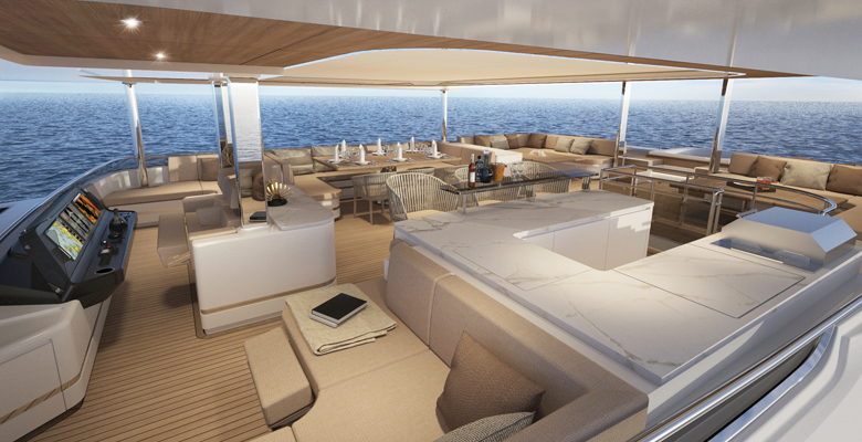 Silent Yachts SY80 yacht 3 decks fly bridge
