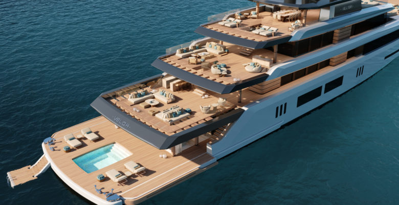 Project Velor yacht concept aft decks
