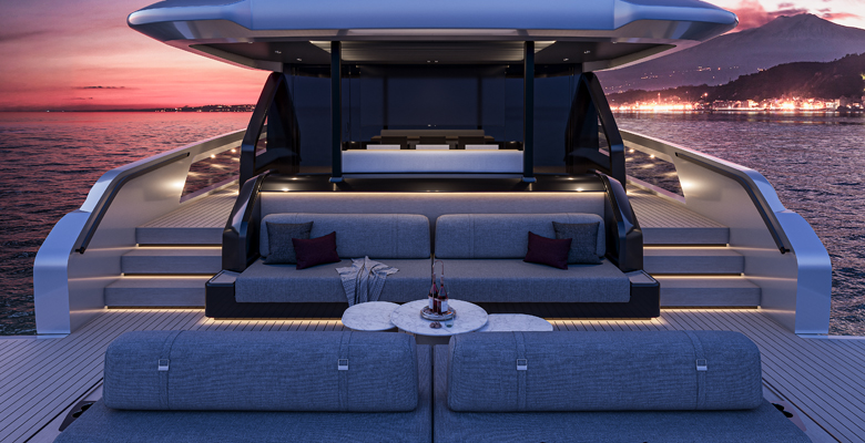 X110 Fast yacht beach area