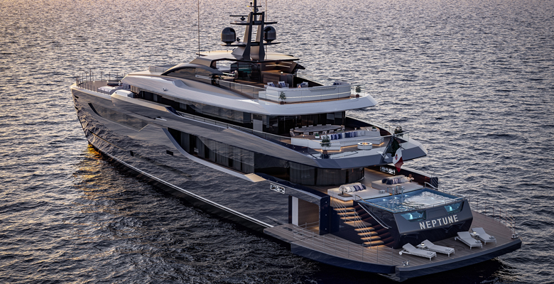 Turquoise and Hot Lab concept yacht Neptune