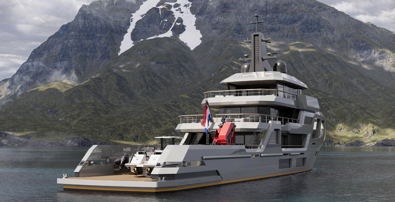 heavy-duty crane aboard yacht Mission-M