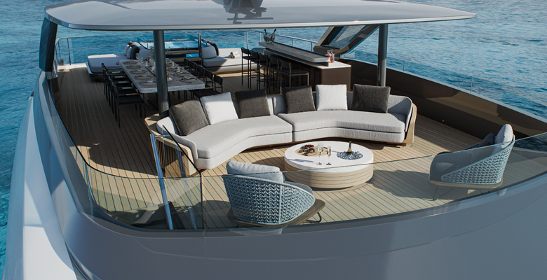 Extra X130 Triplex yacht upper deck