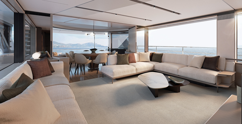 Princess X90 yacht saloon drawing