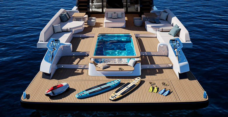 Delta 125 Longtail yacht beach area