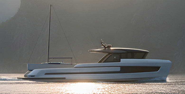 Extra X70 Shadow yacht with daysailer